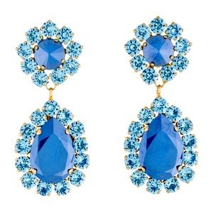 Roxanne Assoulin - Over the Top Drop Blue Earrings - Blue Rhinestone